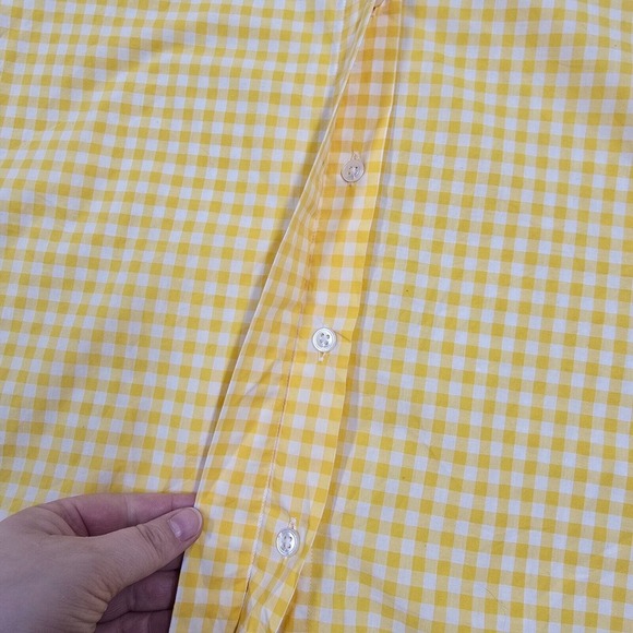 Turnbull & Asser Top Women 16 Yellow Gingham Plaid Button Up Long Sleeve England - Picture 5 of 9